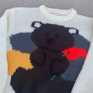 Midnight Blues Vintage Teddy Bear Handknit Sweater